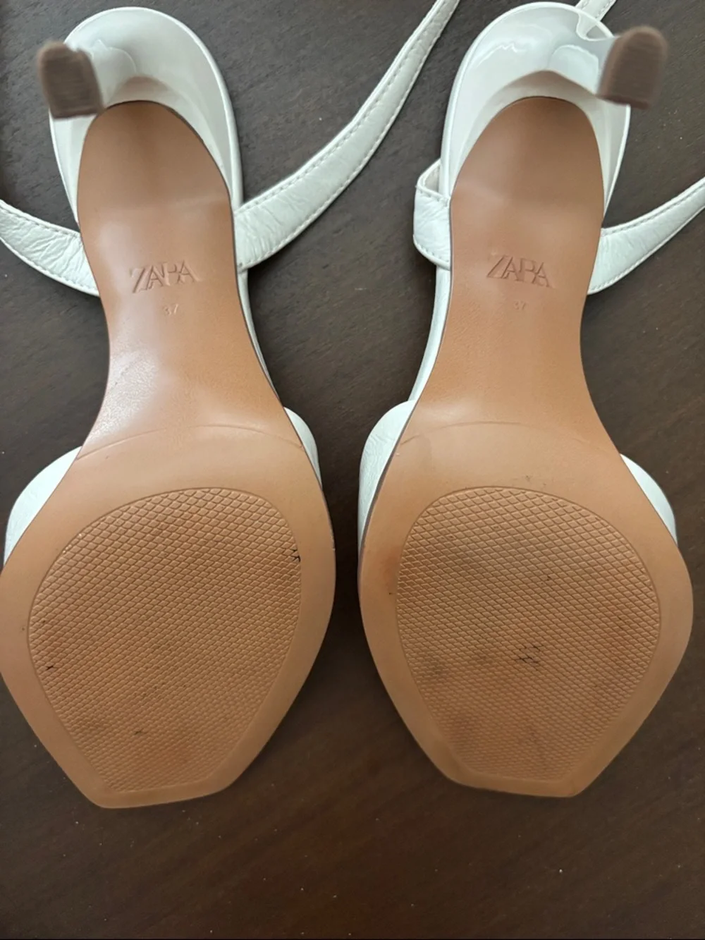 ZARA Ivory Square-Toe Ankle-Strap Sandals - Picture 3 of 6